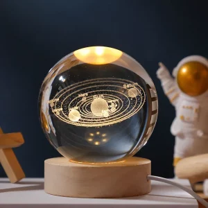3D Crystal Ball Planet Night Light Laser Engraved Solar System Globe