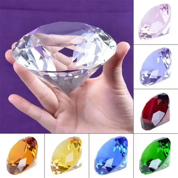 10 Colors Crystal Diamond Shaped Paperweight – Decorative Cut Glass Giant Gemstone