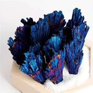 Kong Quelan Black Tourmaline Crystal Cluster – Feather Rainbow Plume Mineral Specimen, Original Stone Handicraft