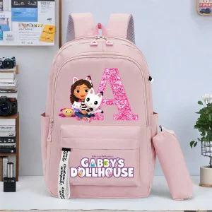 Gabby Dollhouses Girls Backpack Pencil Bag Kawaii Cartoon 2PC Gift Bag