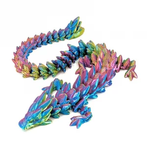 1Pc 3D Printed Gemstone Dragon Figurine-Iridescent Plastic Desk Decor Perfect Gift for Christmas
