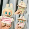 Labubu V1 V2 Party Sweater Outfit – Pink & White Striped Cup Clothing for 17cm Dolls - Image 3