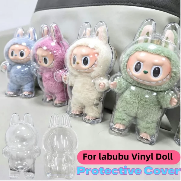 Labubu Transparent Protective Cover Monster Labubu V2 Sit Party Transparent Protective Shell Monster